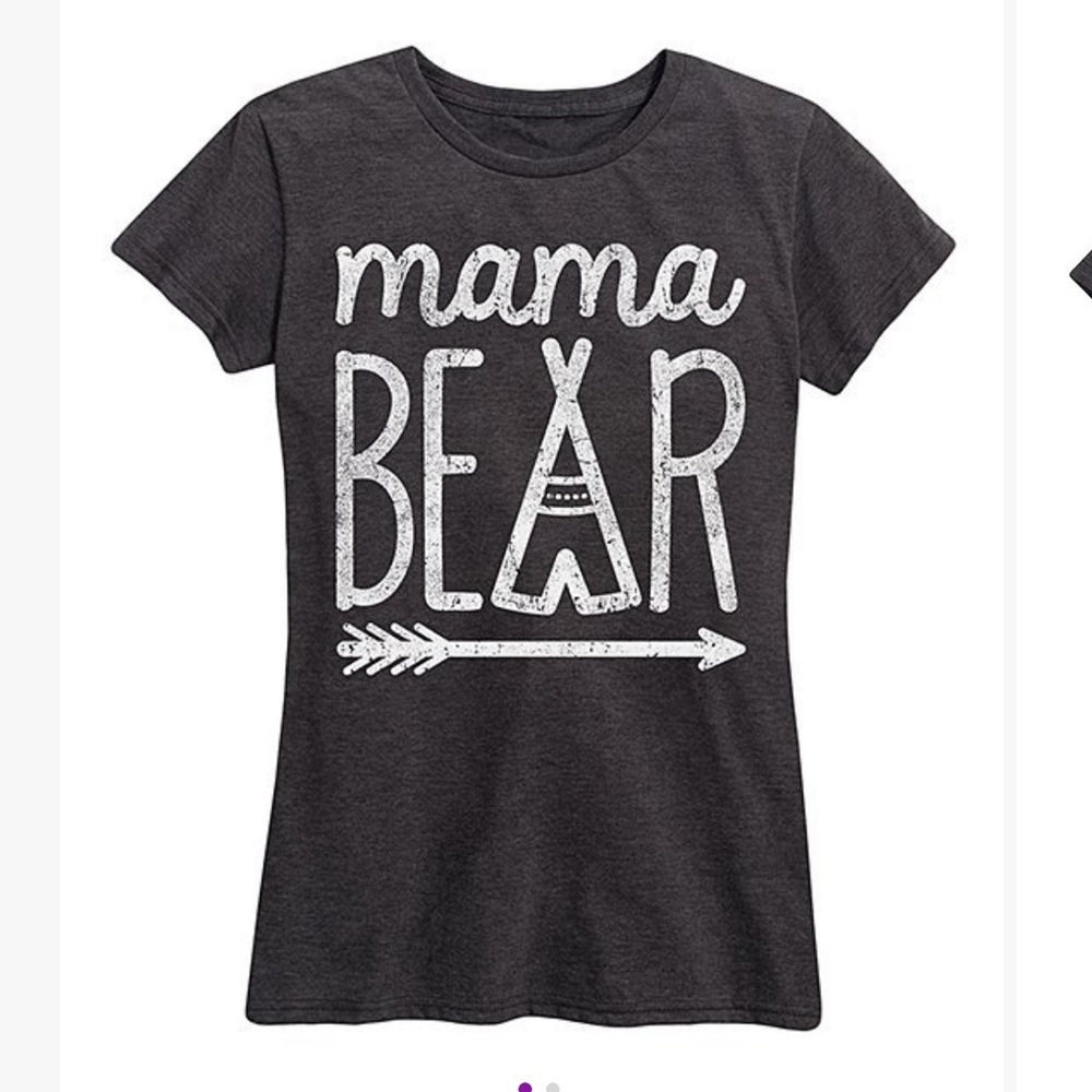 Instant Messages-“Mama Bear” A tent arrow white print Heather gray t-shirt M & L